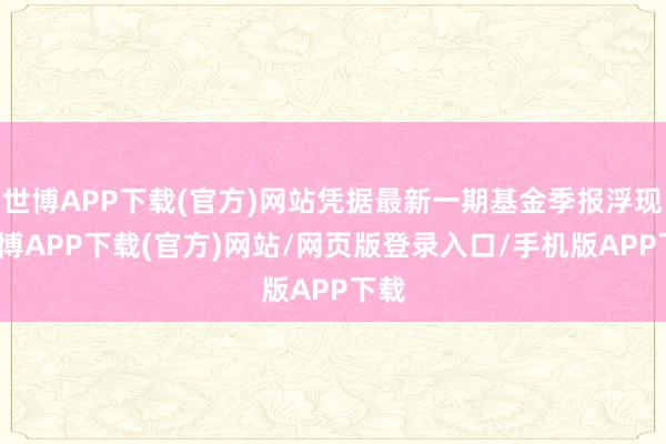 世博APP下载(官方)网站凭据最新一期基金季报浮现-世博APP下载(官方)网站/网页版登录入口/手机版APP下载